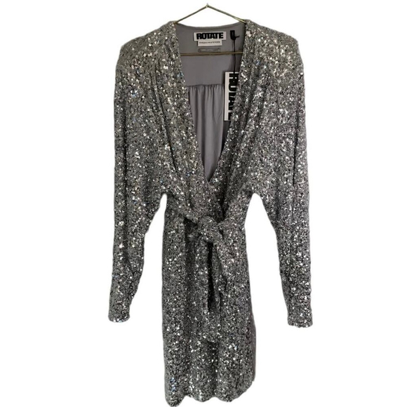 NWT ROTATE Samantha Sequin Wrap Dress sz 6 - Picture 5 of 7